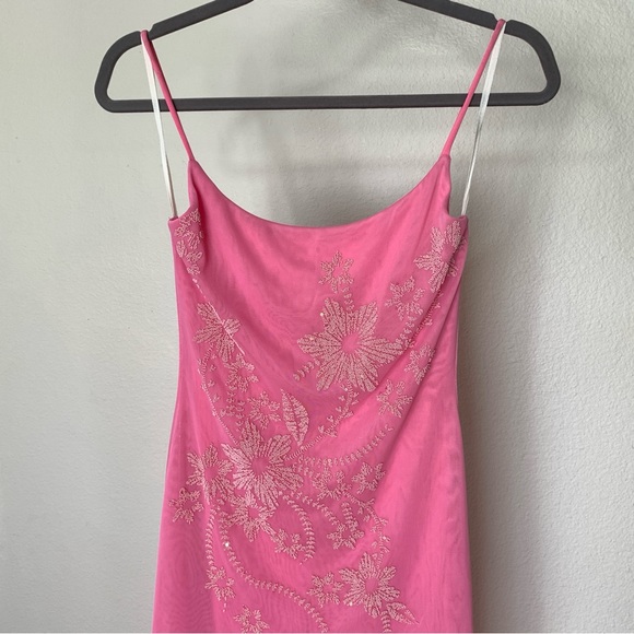 Y2K 2000s Jumpsuit Candy Pink Beaded Layered One Piece Vintage Dead stock ABBA - Picture 3 of 6